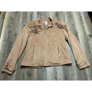 Joujou Jacket, Women's Size Medium, Brown, Western, Zip Up, Pockets, Tassle